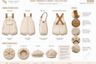 create baby and kids wear clothing fashion tech pack