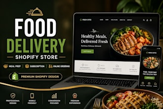 design food delivery shopify website, meal prep and subscription box store