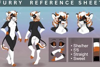 do custom furry reference sheet detailed fursona furry character sheet commision