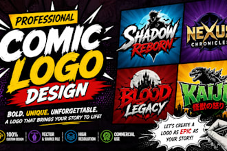 design a professional comic logo for your comic book or manga