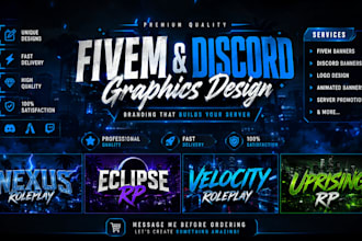 design best fivem server logo and discord banner animatedn