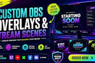 design custom obs overlays, stream graphics, and professional scenes