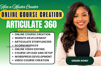 do instructional elearning video course creation on articulate 360 scorm for lms