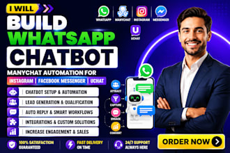 build whatsapp chatbot, manychat automation for instagram facebook messenger