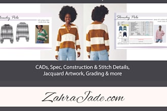 cad and create techpacks for sweaters