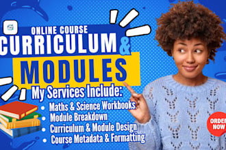 create online course curriculum content, modules and interactive workbooks