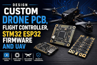 design custom drone pcb, flight controller, stm32 esp32 firmware and uav