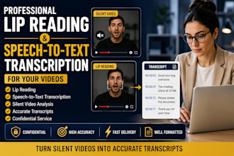 provide forensic lip reading and speech to text transcription for your videos