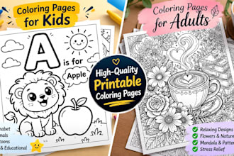 design high quality custom coloring for kids and adults