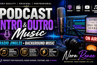 create jingle for podcast intro and outro music, radio, background music