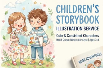 draw children book illustration and children story book water color