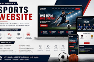 design a sports website, sports club website, football, basketball website