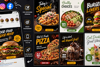 do creative food and restaurant instagram social media post and facebook ads