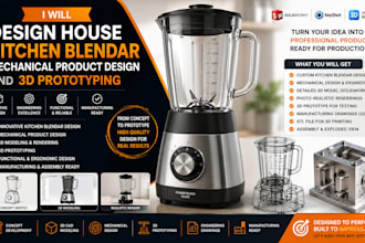 design house kitchen blendar mechanical produt design and 3d prototyping