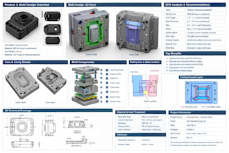 design plastic injection mold, mold tooling, core cavity and dfm
