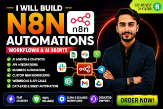build n8n automation, ai agent, n8n workflow and whatsapp automation