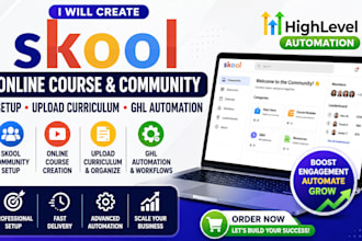 create skool online course content upload website circle so community setup