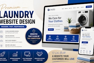 design modern laundry dry cleaning and cleaning service website