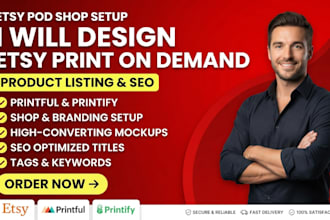 setup etsy pod shop printful printify print on demand product listing on etsy