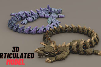 create 3d articulated model, flexi toy model 3d bjd stl ready for 3d printing