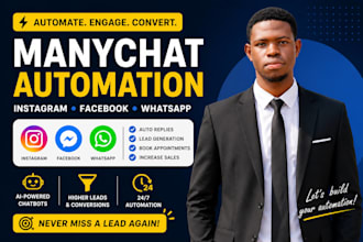 build manychat chatbot for instagram, facebook and whatsapp automation