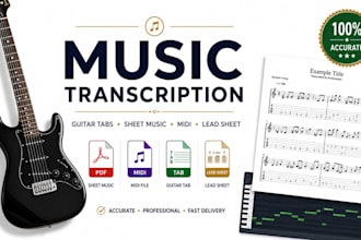 accurately transcribe music into guitar tab sheet music midi lead sheet