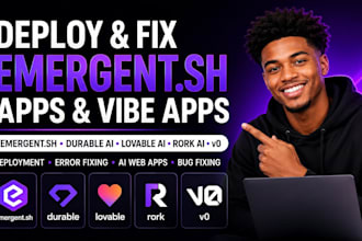 deploy emergent sh app, fix emergent sh error, durable ai, lovable ai rork ai v0