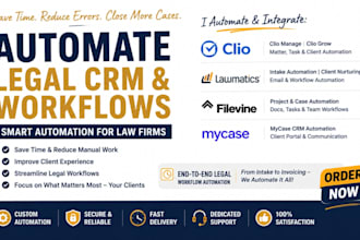 automate clio, lawmatics, filevine, mycase crm, legal  workflow automation