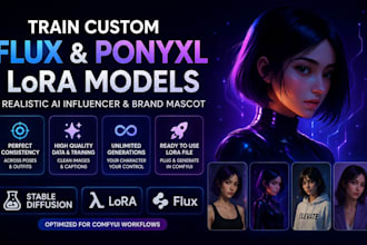 train ponyxl flux lora model for realistic ai influencer, sfw, comfyui workflow