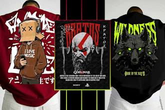 create anime game t shirt graphics and digital artwork illustrations for merch