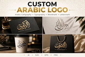 create custom arabic font calligraphy design arabic logo wordmark lettermark