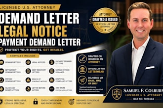 issue an attorney demand letter, legal notice or payment demand for debt