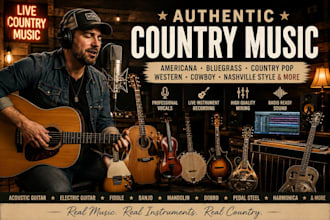 record country music, country pop, folk with acoustic guitar, pedal steel, dobro
