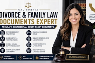 review and prepare california divorce and family law document
