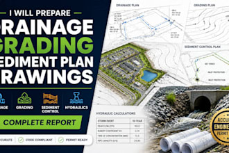 prepare drainage, grading, sediment plan drawings, hdraulics, complete report