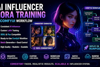 train sdxl flux lora model for realistic ai influencer, sfw, comfyui workflow