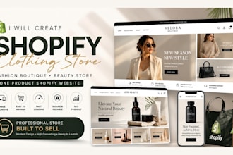 build shopify clothing store, fashion boutique, beauty store and product store