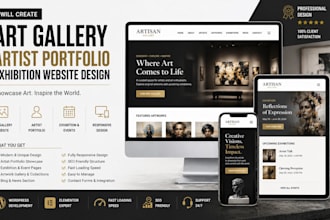 create art gallery website, artist portfolio website, exhibition website design