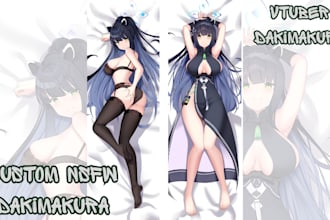 draw custom nsfw dakimakura body pillow for anime, vtuber, furry, oc character