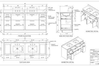 create professional shop drawings for cabinets, furniture, and millwork drawing