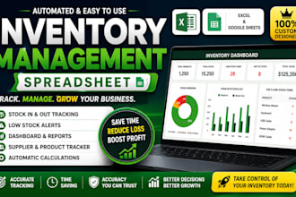create inventory management spreadsheet, stock tracker, inventory tracker