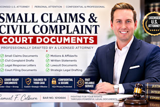 draft attorney small claims court documents, civil complaints or legal responses