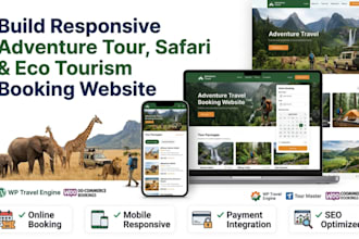build responsive adventure tour, safari, eco tourism booking website