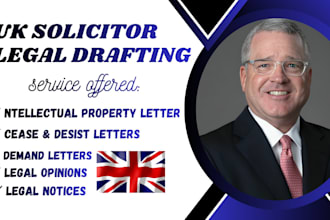 draft cease and desist letter, intellectual property letter and legal opinion