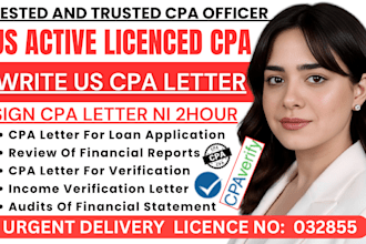 write verified CPA letter CPA comfort letter mortgage letter financial statement