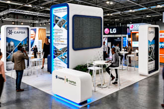 design and render a 3d exhibition booth or trade show stand