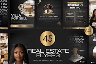 design canva templates for open house, real estate, tax and credit repair flyers