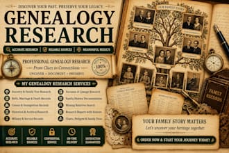 do professional genealogy research, ancestry and family tree