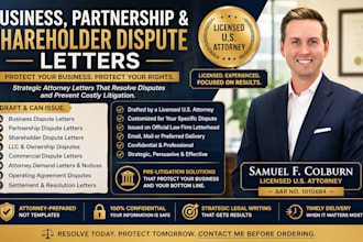 issue business dispute letter, shareholder or partnership dispute letter