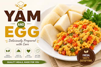 cook and present delicious yam and egg meals with professional food styling